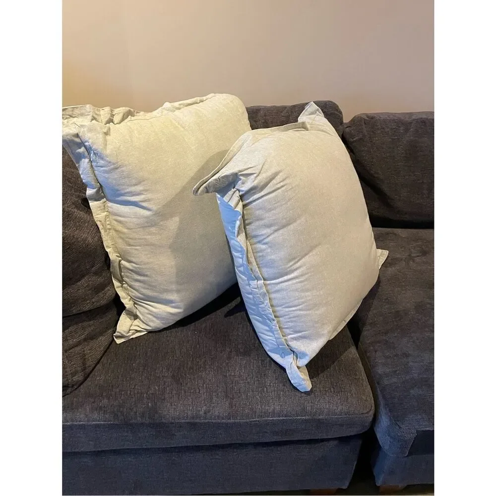 Threshold Light Green Chambray Euro Decorative Linen Throw Pillows - Set of 2